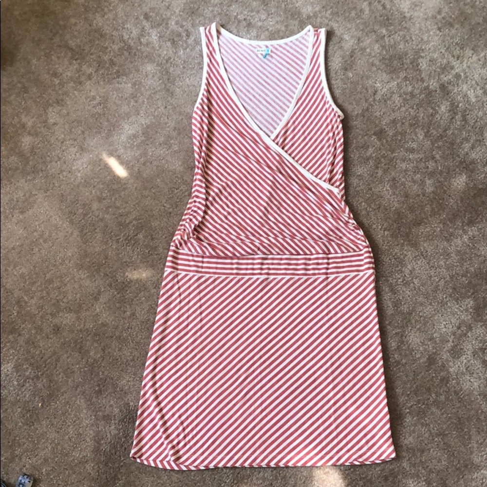 Salmon and cream striped dress